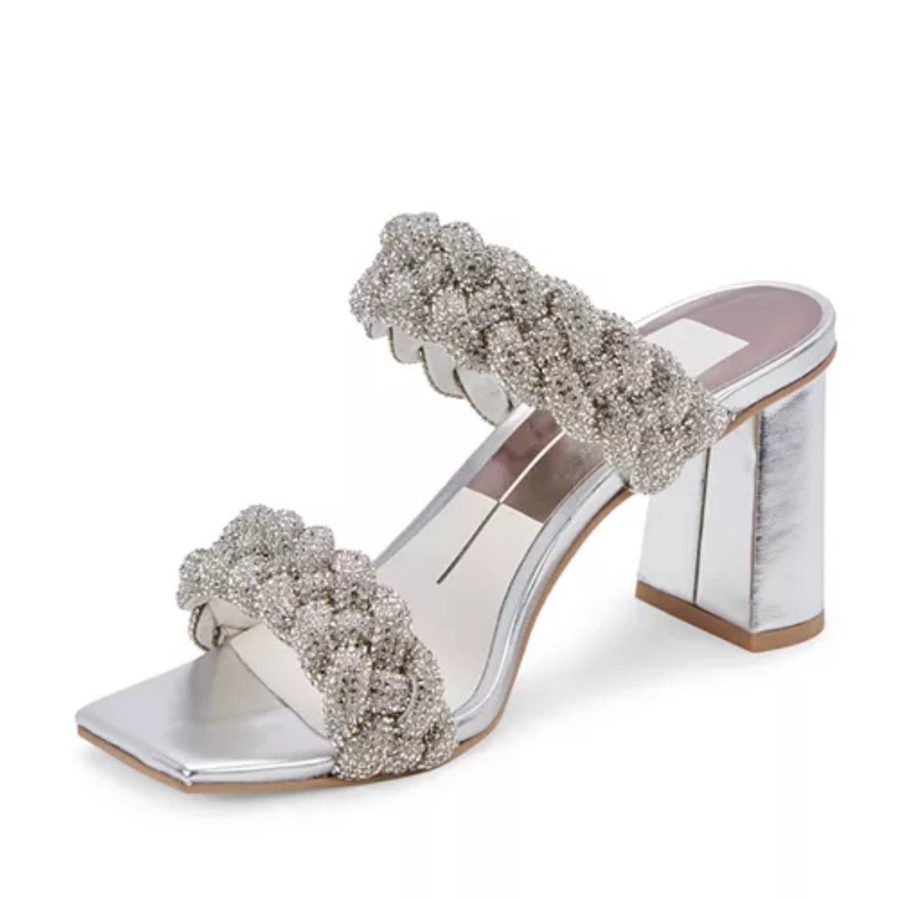 Dolce Vita Paily Embellished High Heel Sandals in Crystal, Size 11, NEW in Box